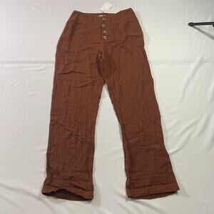 NWT L*Space Georgie Pant Tobacco Rust Brown Cotton Gauze High Rise Wide Leg S